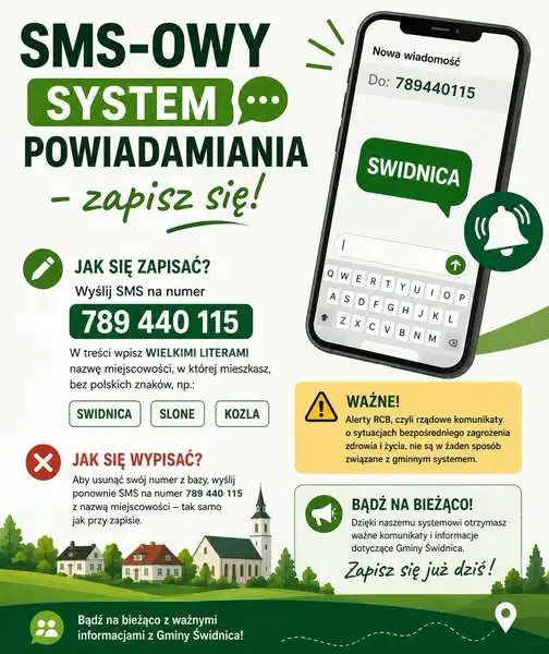 Gmina Świdnica uruchamia SMS-owy system powiadamiania – jak się zapisać?