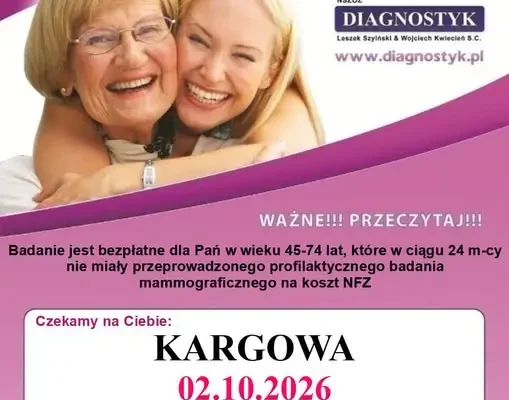 Bezpłatna mammografia w Kargowej – zbadaj się 2 października
