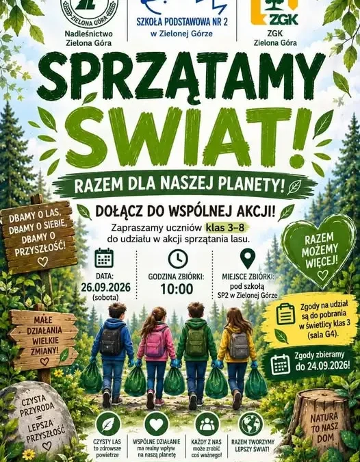 Uczniowie z Zielonej Góry posprzątają las. Akcja „Sprzątamy świat” już 26 września