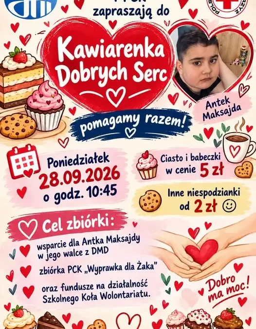 Kawiarenka Dobrych Serc w Sulechowie – ciasto za 5 zł, wsparcie dla Antka i zbiórka PCK