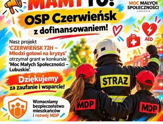 OSP Czerwieńsk z grantem na projekt „CZERWIEŃSK 72H – Młodzi gotowi na kryzys”