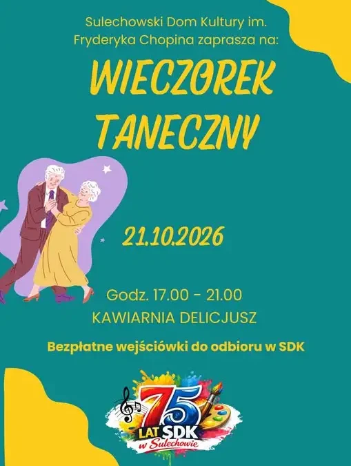Wieczorek taneczny dla seniorów w Sulechowie – 21 października 2026