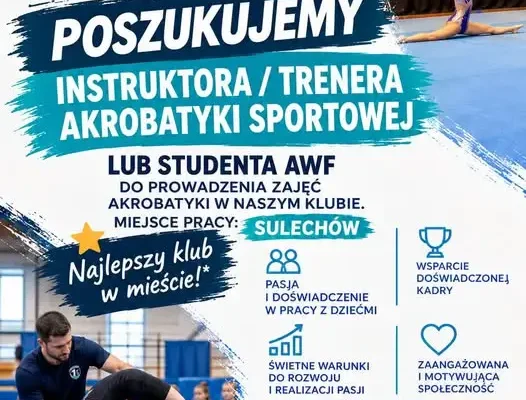 UKS Jedynka Sulechów szuka trenera akrobatyki sportowej
