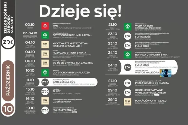 Październik w Zielonogórskim Ośrodku Kultury – koncerty, wystawy, warsztaty i FUMA 2026