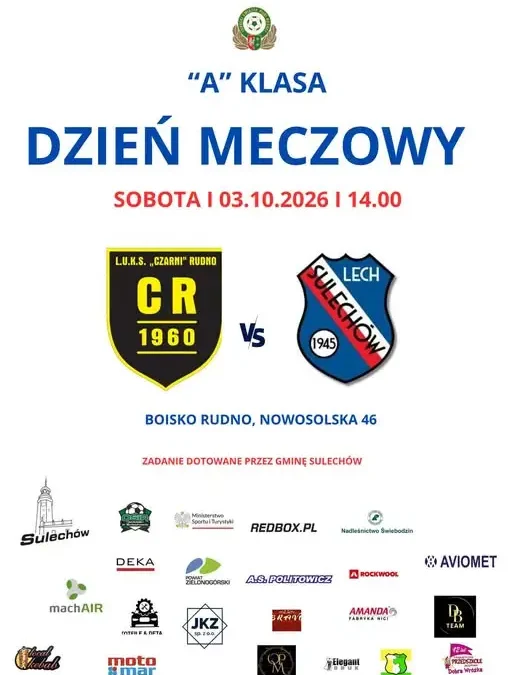 Lech Sulechów zagra w Rudnie z Czarnymi w 8. kolejce