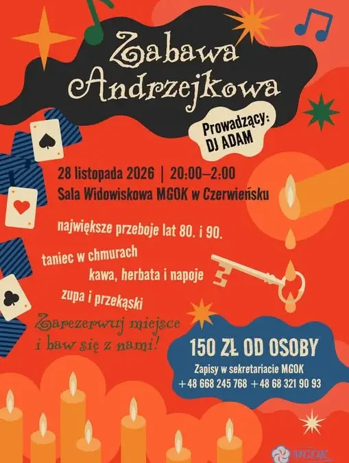 Andrzejkowa zabawa taneczna w Czerwieńsku – MGOK zaprasza 28 listopada